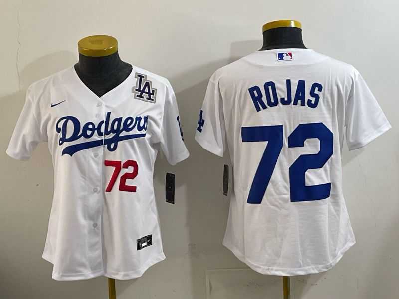 Women 2026 Nike Los Angeles Dodgers #72 Rojas White Game MLB Jersey 011